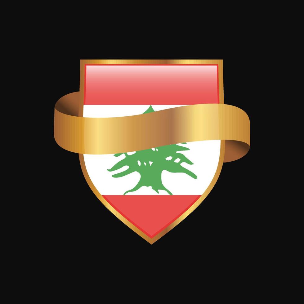libanon-flagge goldener abzeichen-designvektor vektor