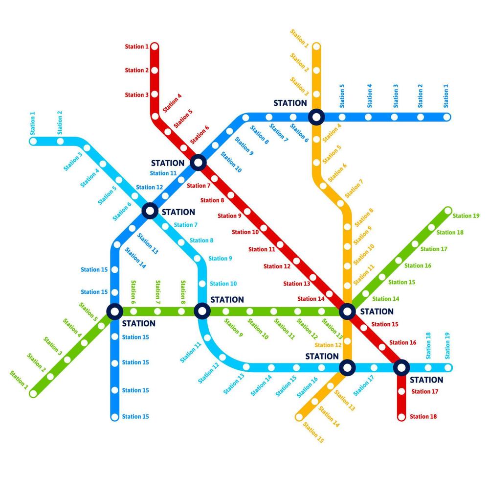 underjordiska, metro tunnelbana och järnväg stad Karta vektor