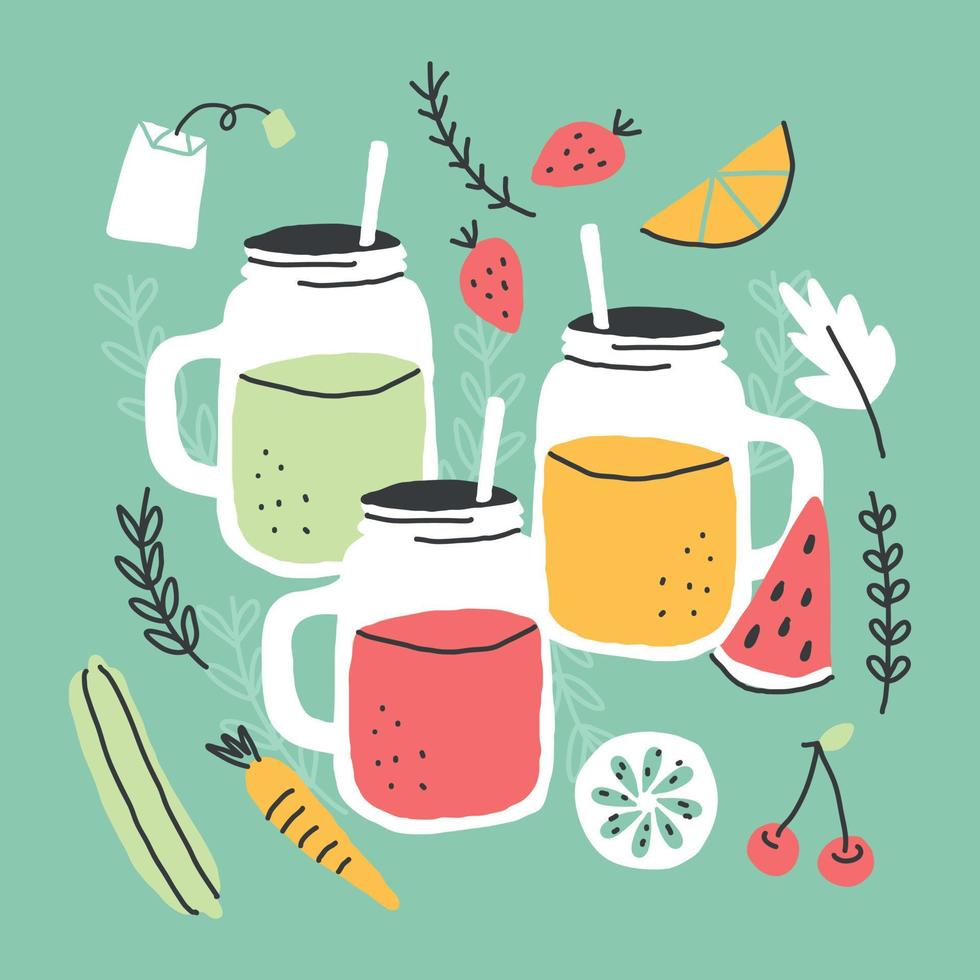 Gekritzelte bunte Smoothie-Illustration vektor