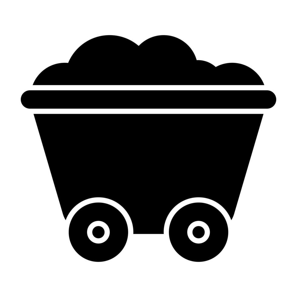 fylld design ikon av kol vagn vektor