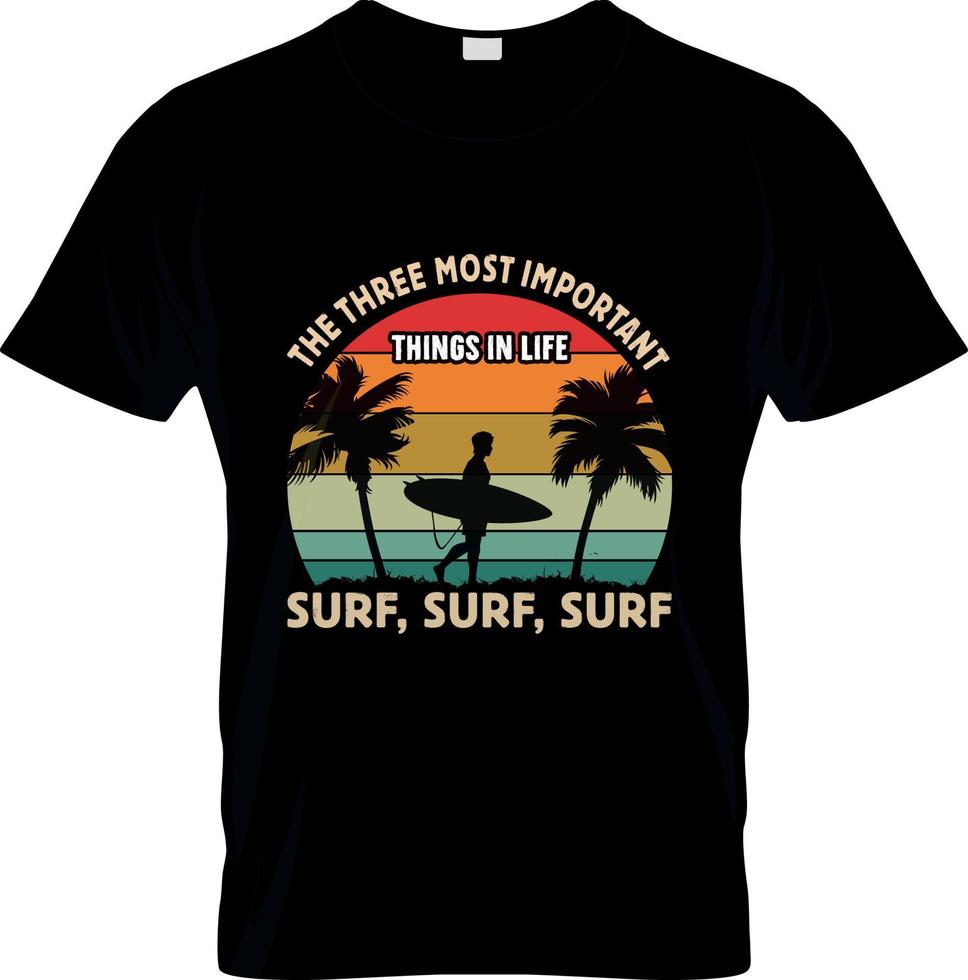 Surf-T-Shirt-Design, Surf-T-Shirt-Slogan und Bekleidungsdesign, Surf-Typografie, Surf-Vektor, Surf-Illustration vektor