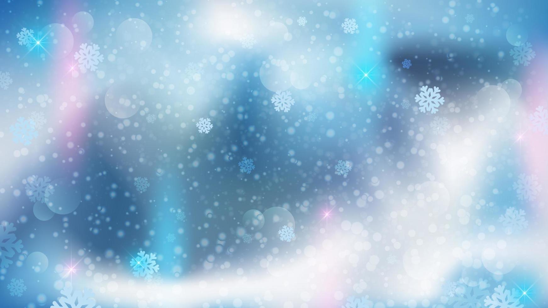 blauer Weihnachtshintergrund mit Bokeh-Lichtern. Nordlichter. Vektor-Illustration vektor
