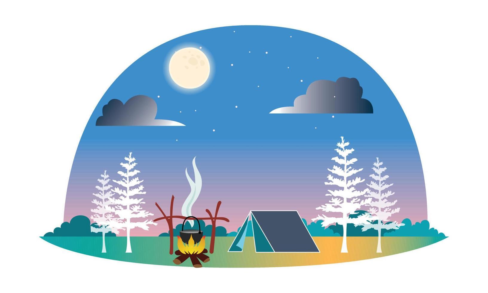 Camping-Vektor und Illustrationslinie Kunsthandwerk Gnomenvektor und Illustrationsdesign. vektor