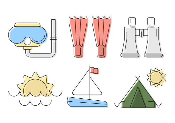 Vector Beach och Travel Illustration Set