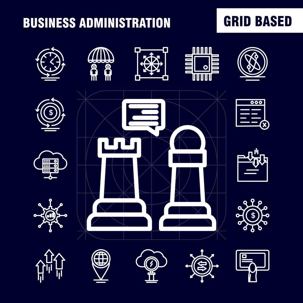 företag administrering linje ikoner uppsättning för infographics mobil uxui utrustning och skriva ut design inkludera moln router nätverk internet pil fokus mål riktning samling modern infographic lo vektor