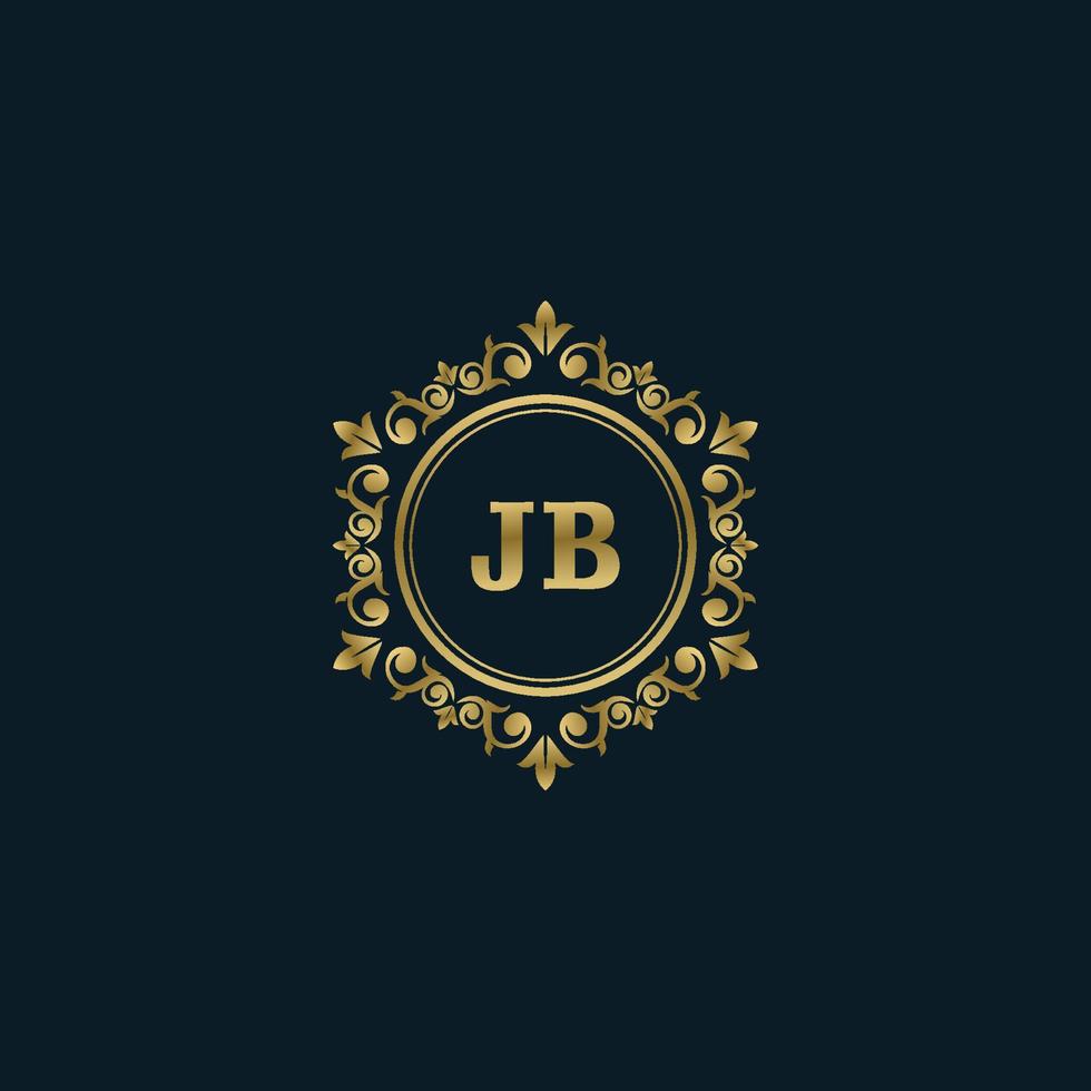 brev J B logotyp med lyx guld mall. elegans logotyp vektor mall.