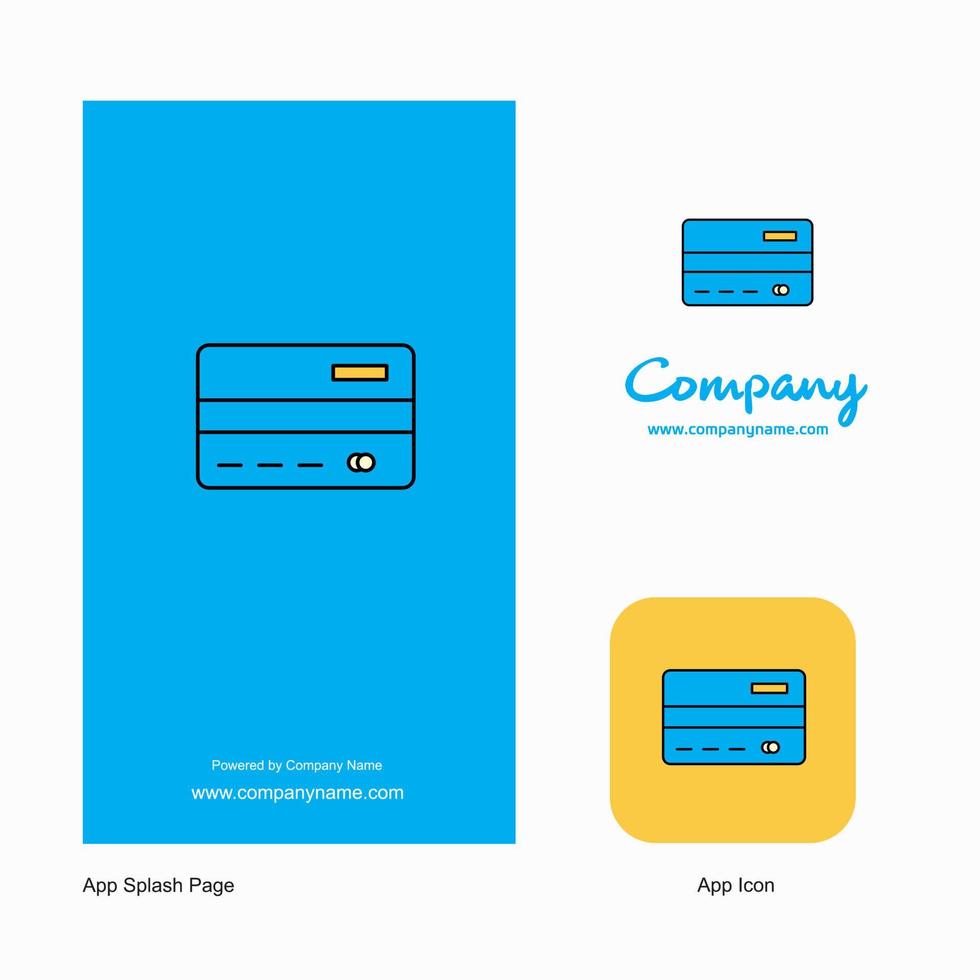 kreditera kort företag logotyp app ikon och stänk sida design kreativ företag app design element vektor
