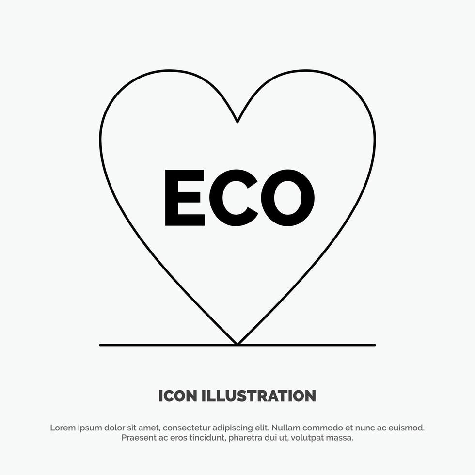 eco hjärta kärlek miljö linje ikon vektor