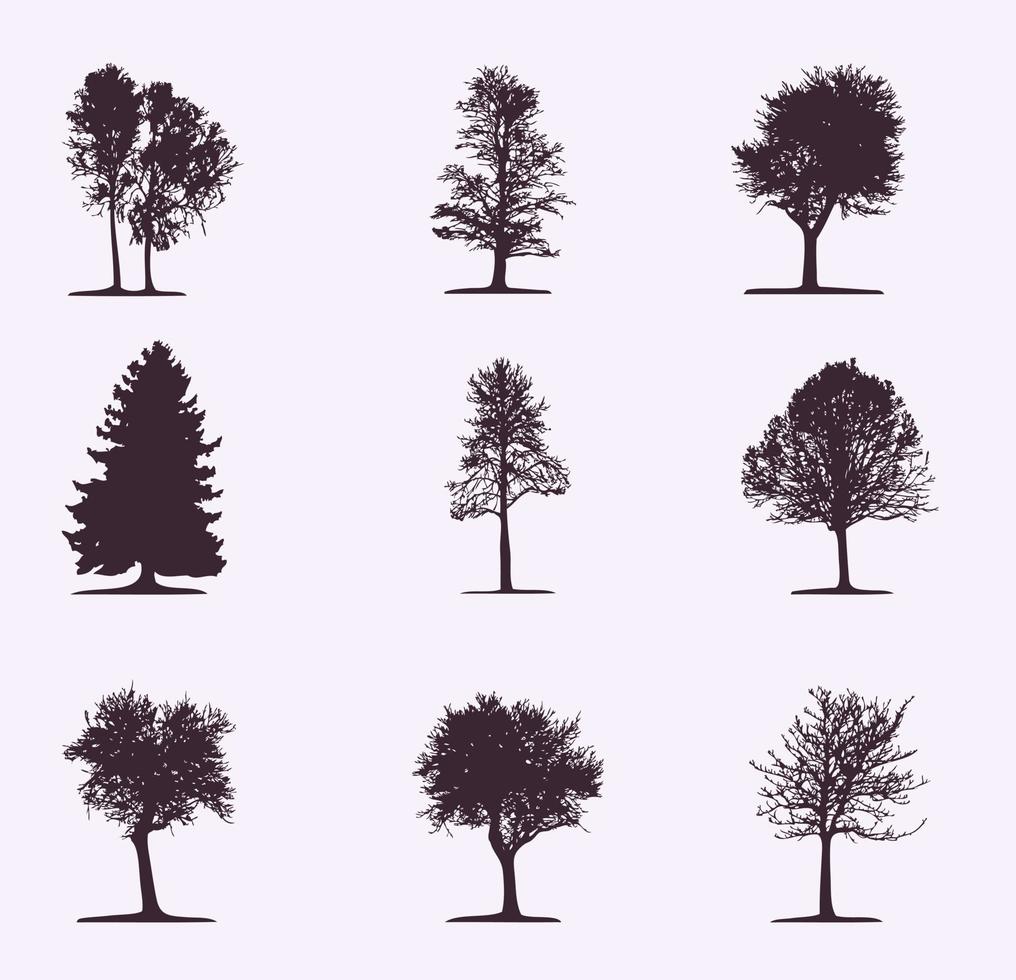 uppsättning av träd 9 bitar vektor