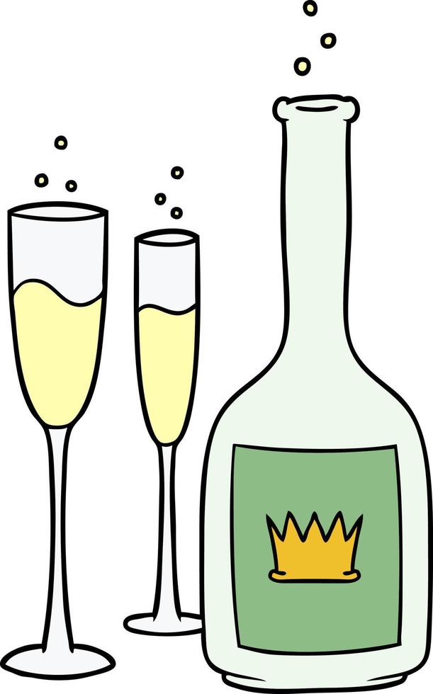 tecknad serie champagne flaska vektor