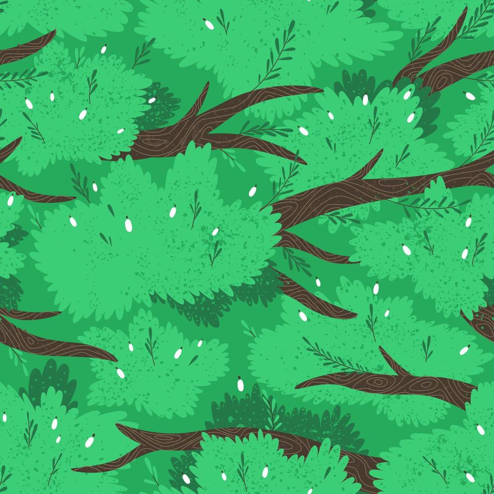 sömlös mönster med lövverk och grenar av en frodig träd vektor