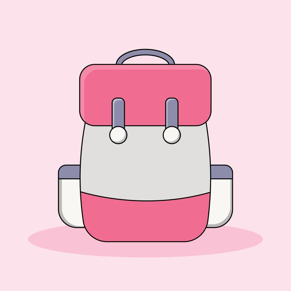 en ryggsäck isolerat på mjuk rosa bakgrund vektor