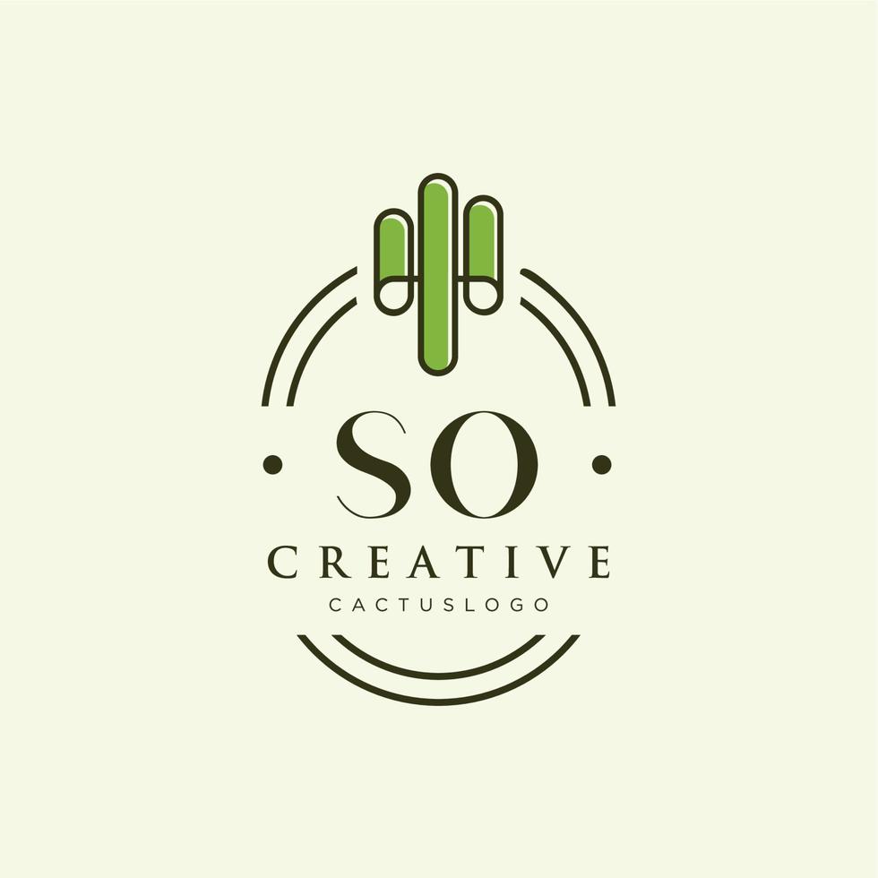 so anfangsbuchstabe grüner kaktus logo vektor