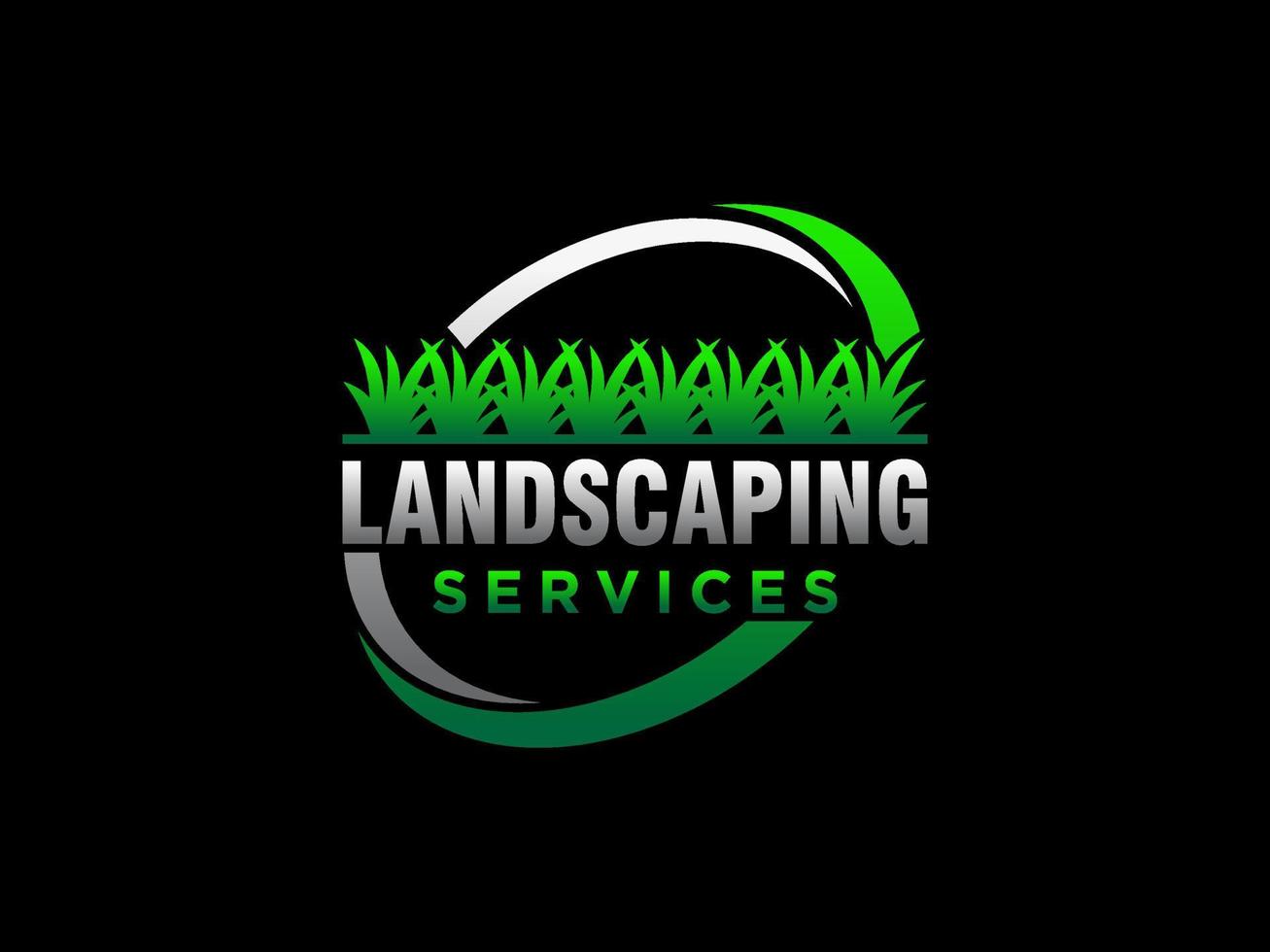 landskapslogotyp för gräsmatta eller trädgårdsföretag, organisation eller webbplats vektor