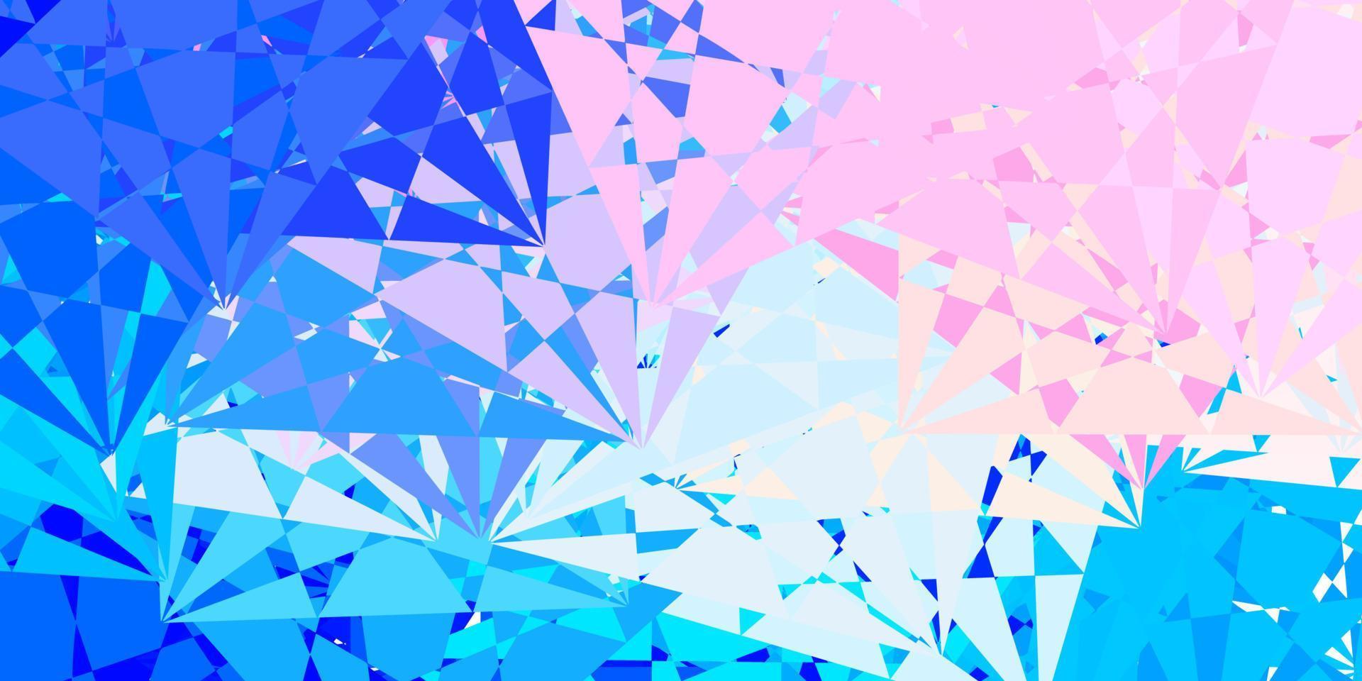 ljusrosa, blå vektormall med triangelformer. vektor