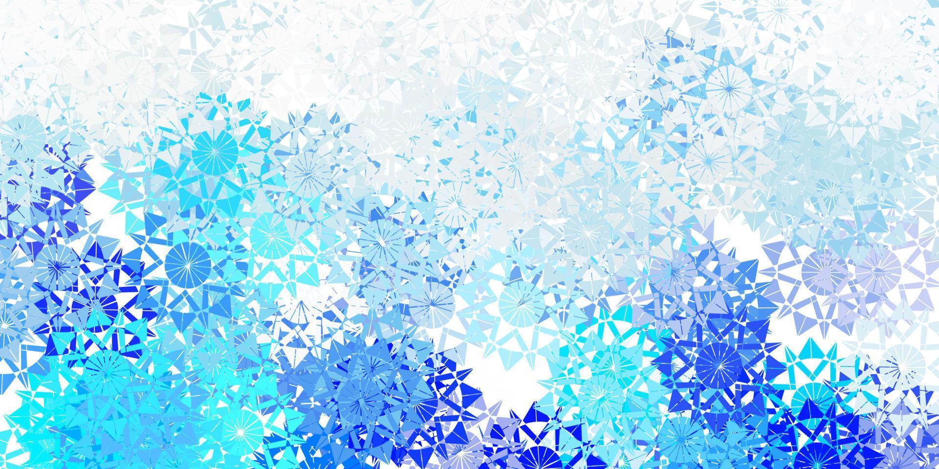 hellrosa, blaues Vektormuster mit farbigen Schneeflocken. vektor