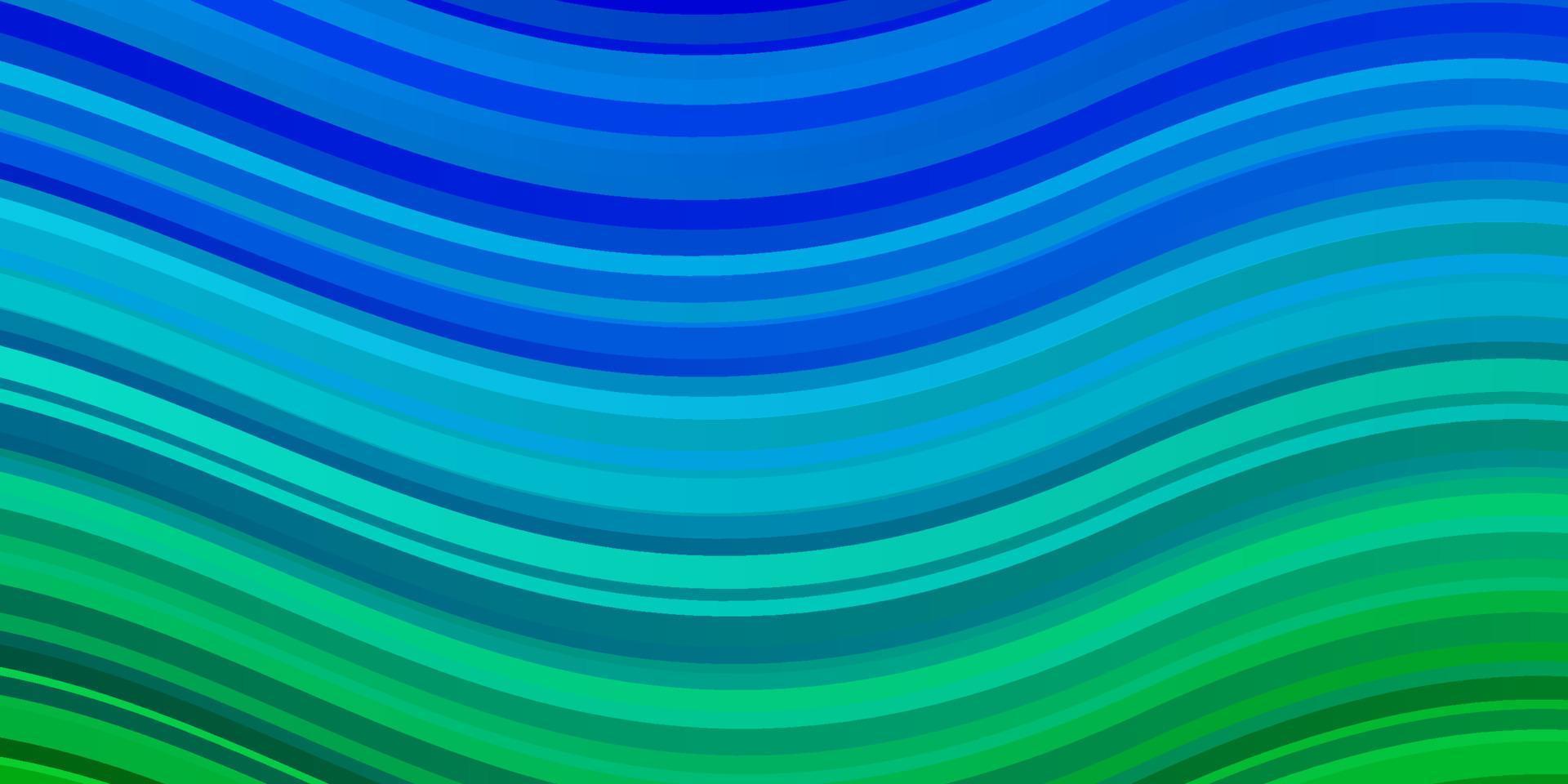 hellblauer, grüner Vektorhintergrund mit Kurven. vektor