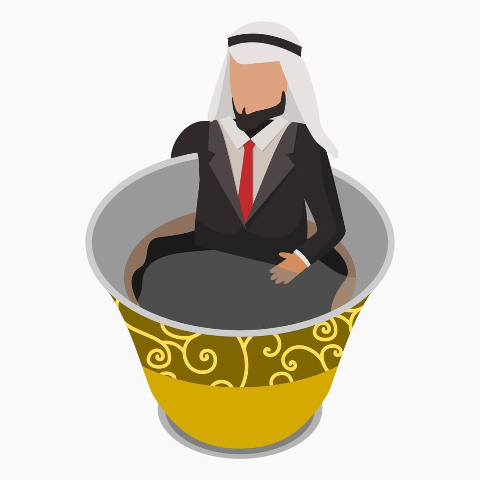 redigerbar vektor av arab affärsman avkopplande i en kopp av arabicum kaffe för företag och kaffe ha sönder illustration med arab kultur eller Kafé relaterad design