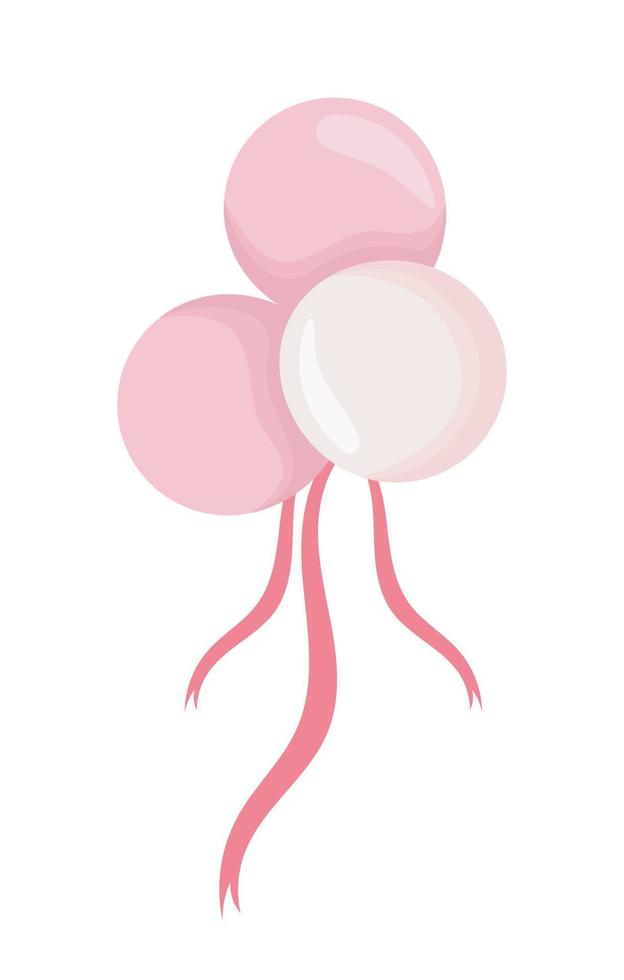 rosa luftballons mit band halbflaches farbvektorobjekt. bearbeitbares Element. Artikel in voller Größe auf weiß. geburtstagsfeierdekoration einfache karikaturartillustration für webgrafikdesign und -animation vektor