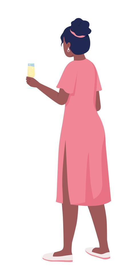 Dame in rosafarbenem Kleid für formelle Anlässe halbflacher Farbvektorcharakter. editierbare Figur. Ganzkörperperson auf Weiß. Hochzeit einfache Cartoon-Stil Illustration für Web-Grafikdesign und Animation vektor