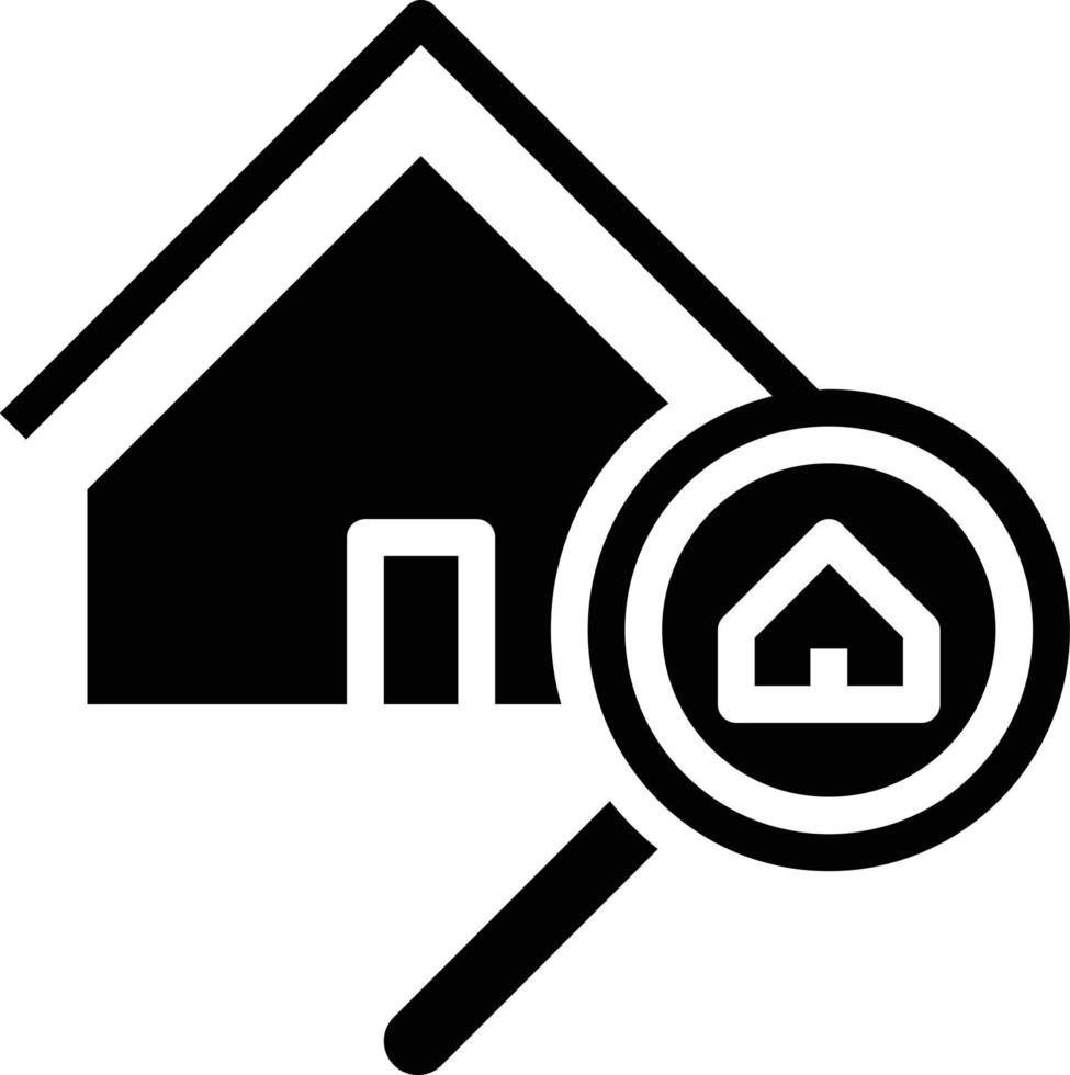 Lupensuche Haus Immobilien finden - solides Symbol vektor