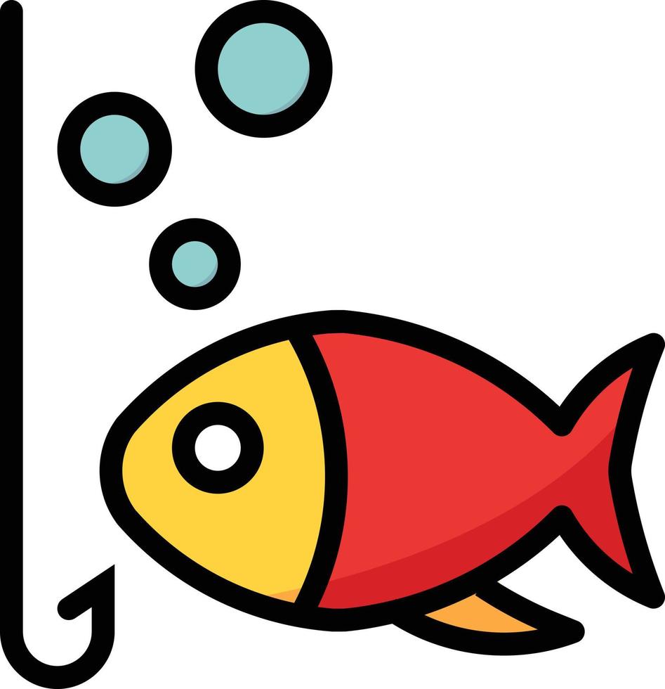 fiske vatten bete fisk bubbla - fylld översikt ikon vektor