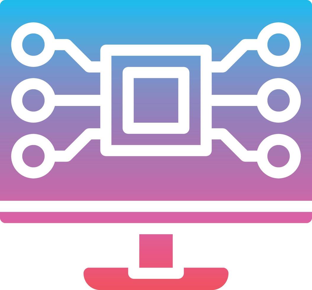 Elektronisches System des digitalen Bildschirms des Computers - solides Symbol mit Farbverlauf vektor