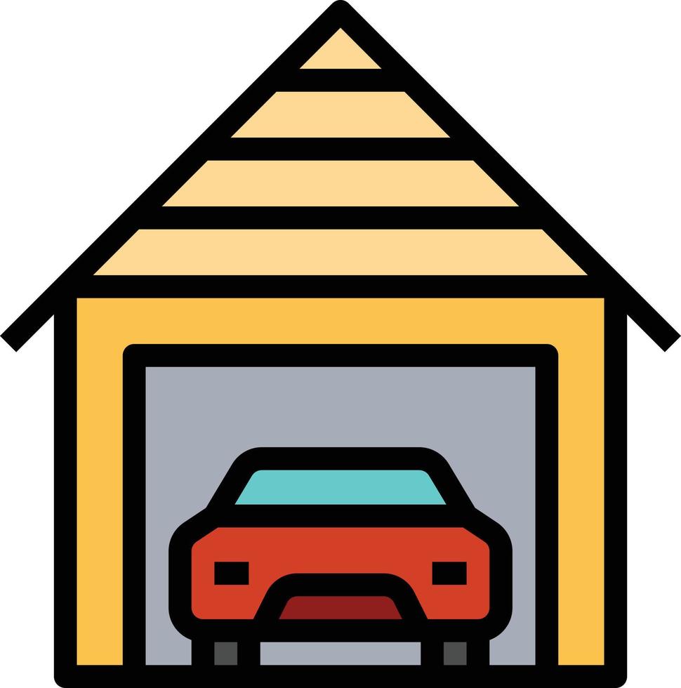 Garage Autoreparatur Autoimmobilien - gefülltes Umrisssymbol vektor