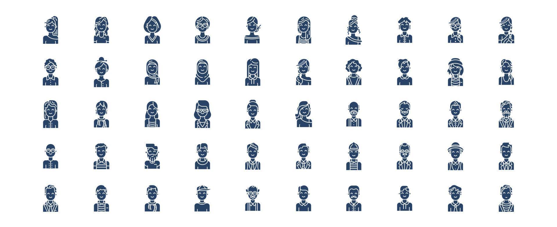 samling av ikoner relaterad till användare profil, Inklusive ikoner tycka om man, kvinna, mor, far och Mer. vektor illustrationer, pixel perfekt uppsättning