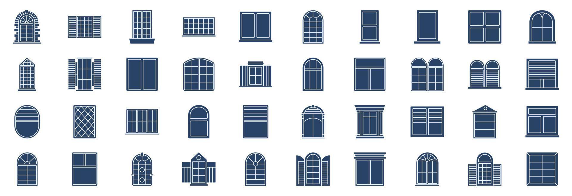 samling av ikoner relaterad till fönster, Inklusive ikoner tycka om arkitektur, design, dekorativ och Mer. vektor illustrationer, pixel perfekt uppsättning