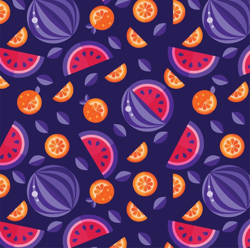 Wassermelonendesign mit bestimmten Farben auf violettem Hintergrund vektor