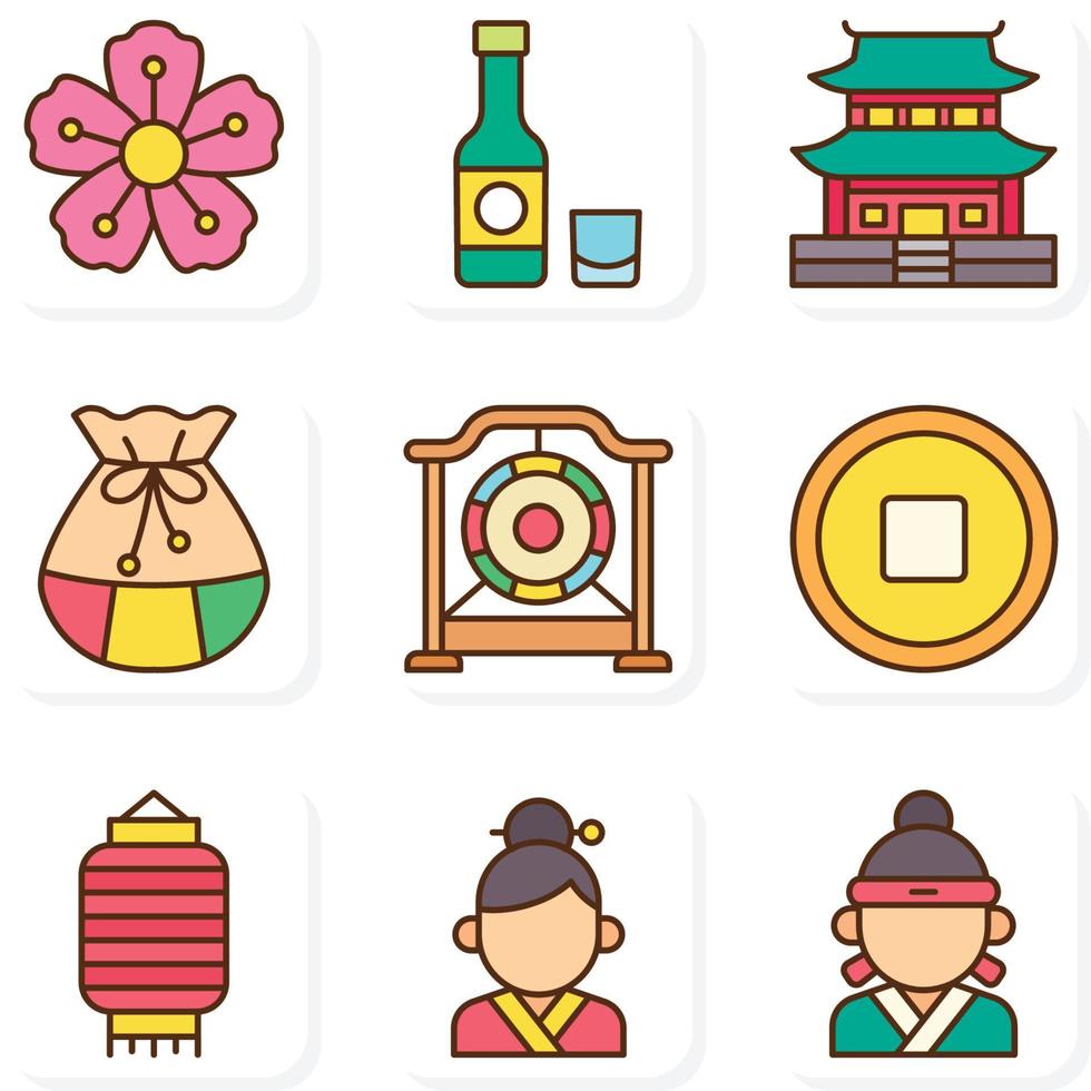 frohes koreanisches neues jahr seollal vector iconcollection