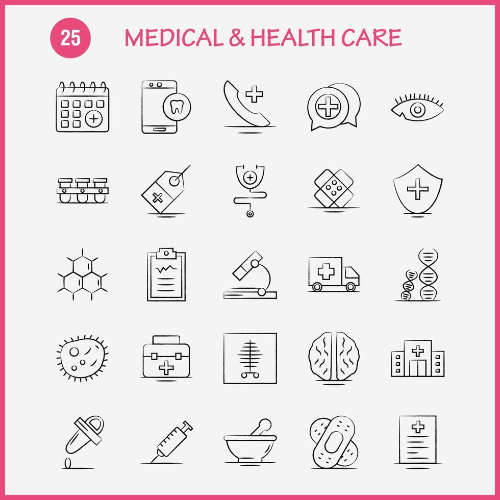 medizinisches und Gesundheitswesen handgezeichnetes Symbol für Webdruck und mobiles Uxui-Kit wie medizinisches Chatten plus medizinischer Piktogrammpaketvektor für mobile Zellenzahngesundheit vektor