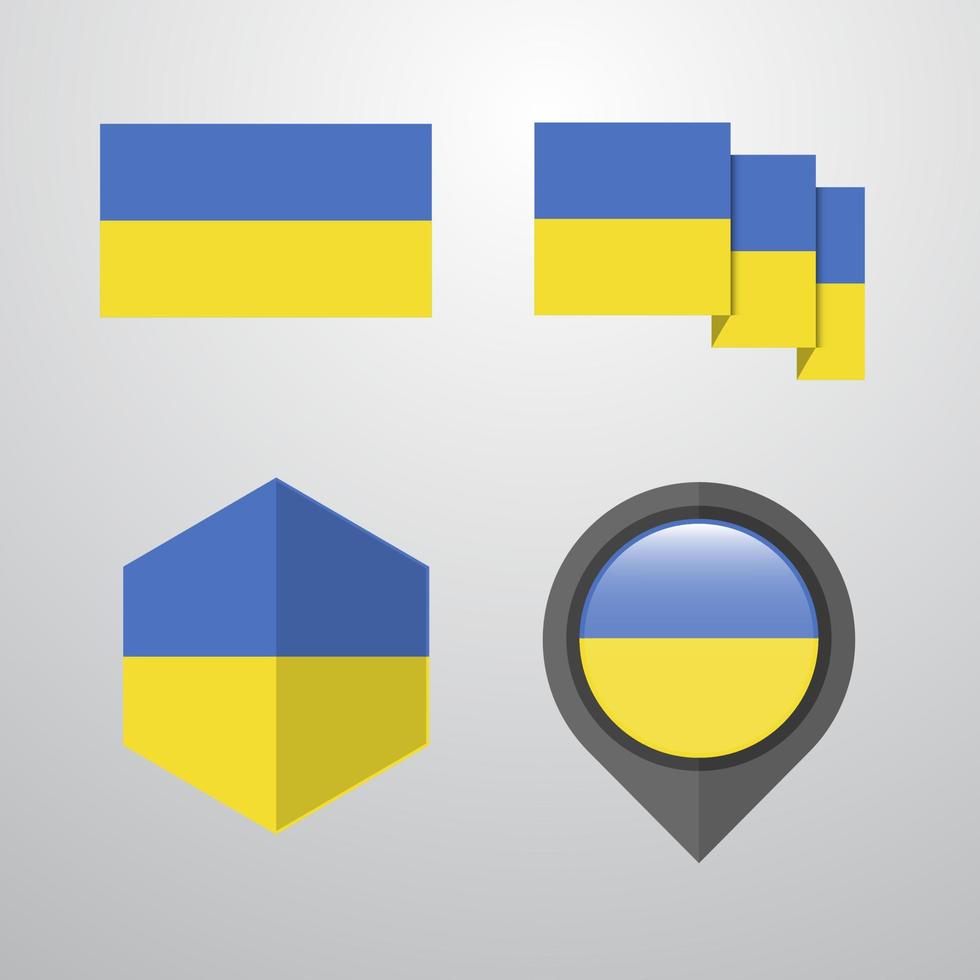 ukraina flagga design uppsättning vektor