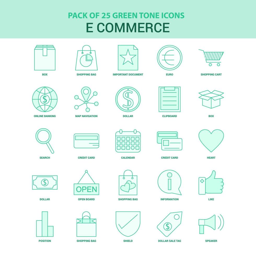 25 grüne E-Commerce-Icon-Set vektor