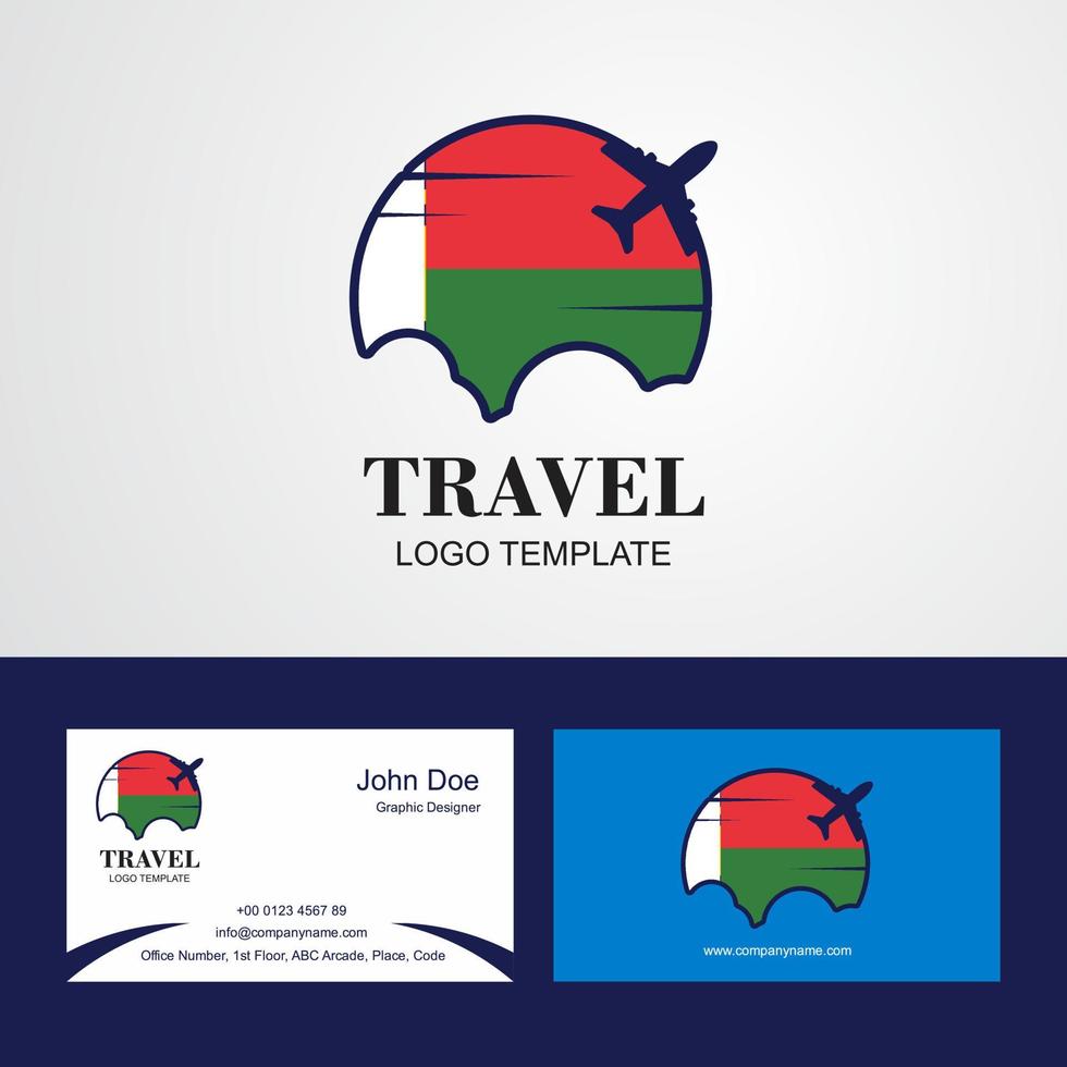 reise madgascar flag logo und visitenkartendesign vektor