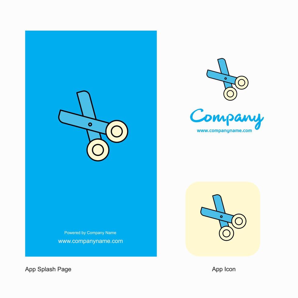 scissor företag logotyp app ikon och stänk sida design kreativ företag app design element vektor