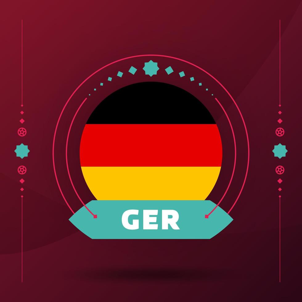 deutschlandflagge für das fußballpokalturnier 2022. isolierte nationalmannschaftsflagge mit geometrischen elementen für 2022 fußball- oder fußballvektorillustration vektor