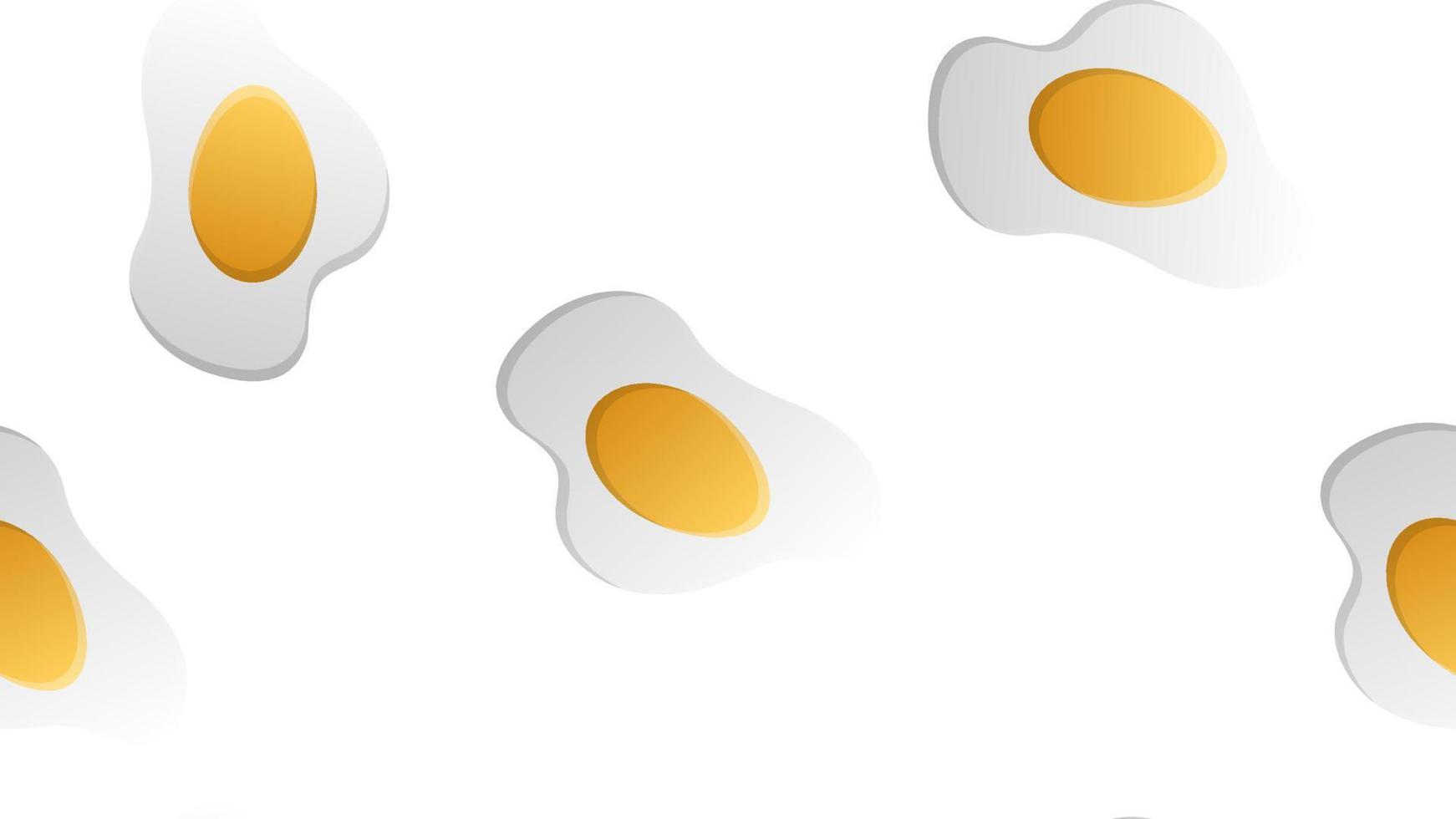 Rührei auf weißem Hintergrund, Vektorillustration, Muster. Ei mit gelbem Eigelb. leckeres Frühstück. nahtlose Abbildung. stilvolle Tapete für Restaurant und Café, schneller Snack vektor