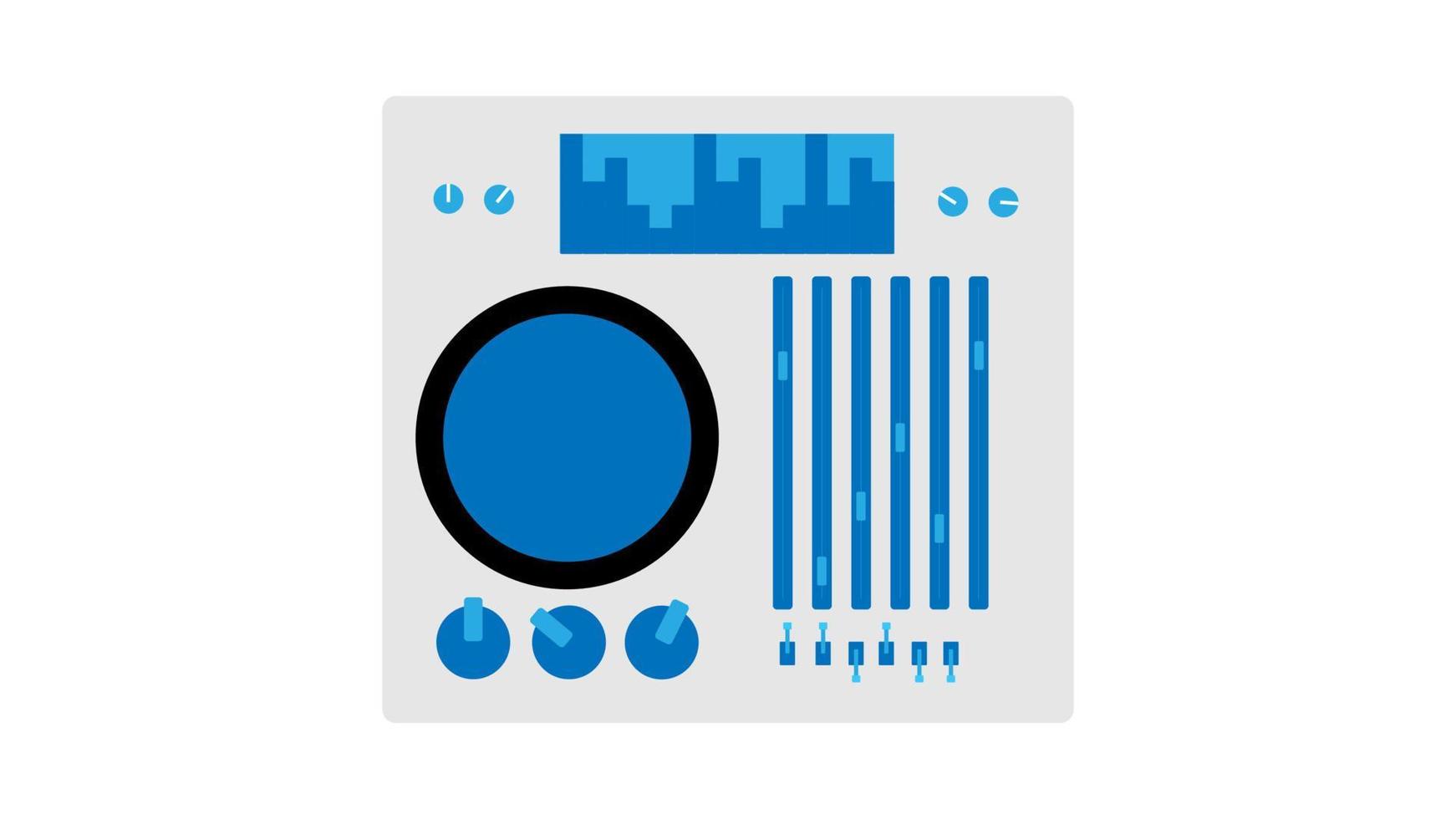 gammal retro årgång vit audio musik Utrustning vinyl dj styrelse med skjutreglage och vevar och knappar från de 70-talet, 80-tal, 90-tal. vektor illustration