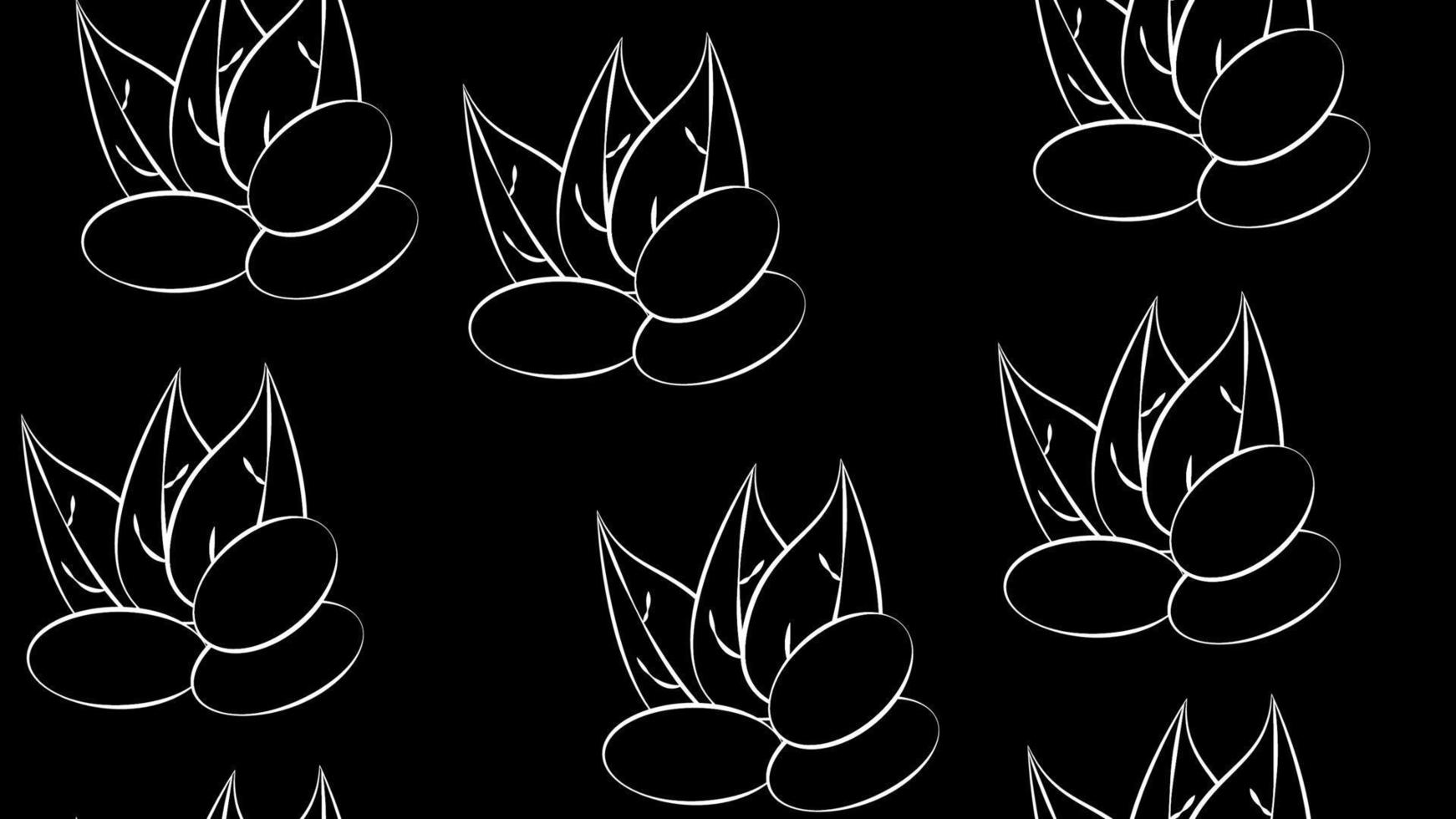 abstraktes, nahtloses Muster einer Reihe von Mandelkernen, für Menüdesign oder Süßwaren, Textilien, Vektorillustration mit farbigen Konturlinien auf cremigem Hintergrund im handgezeichneten Doodle-Stil vektor
