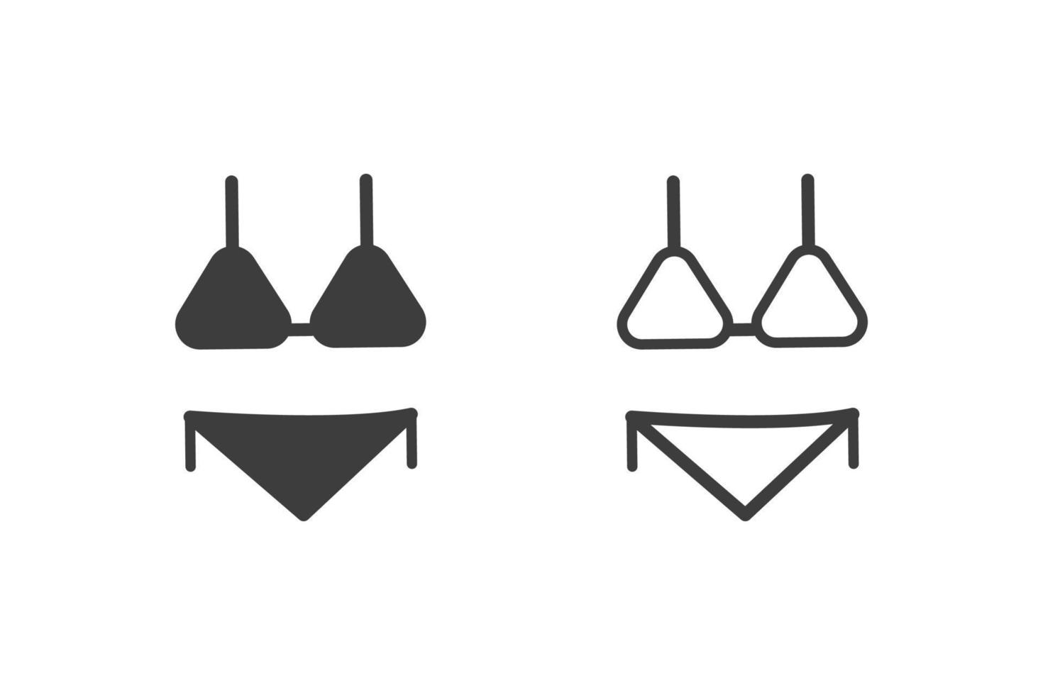 bikini platt vektor illustration glyf stil design med 2 stil ikoner svart och vit. isolerat på vit bakgrund. resa ikoner.