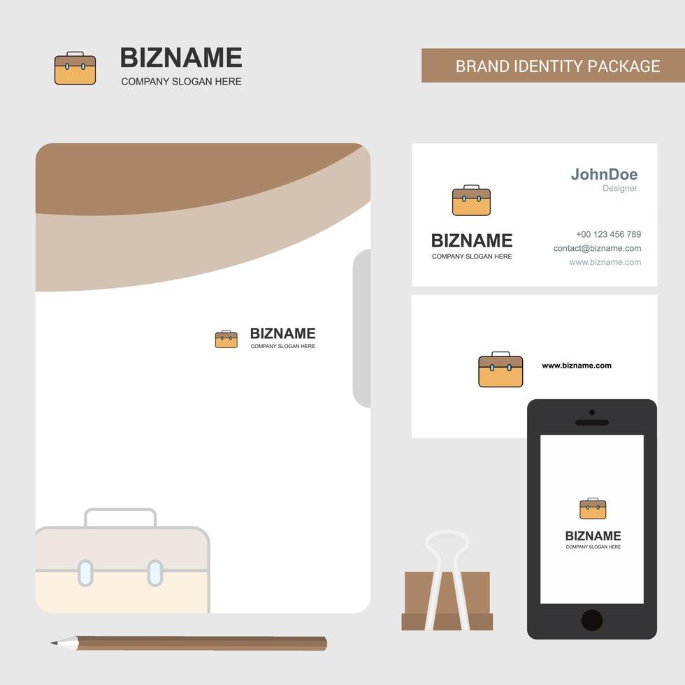 breifcase företag logotyp fil omslag besöker kort och mobil app design vektor illustration