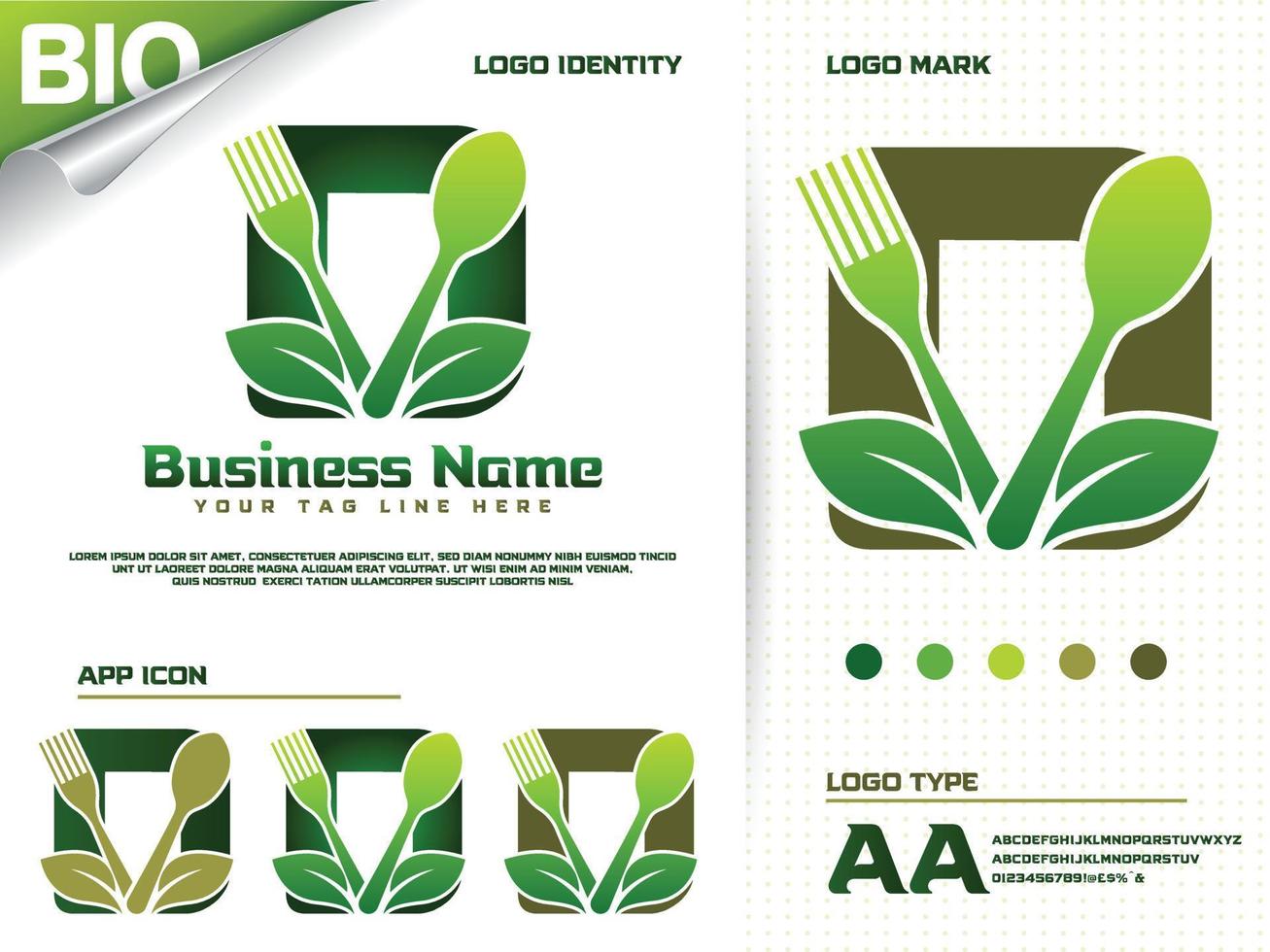 friska mat brev d logotyp design med kreativ grön blad vektor