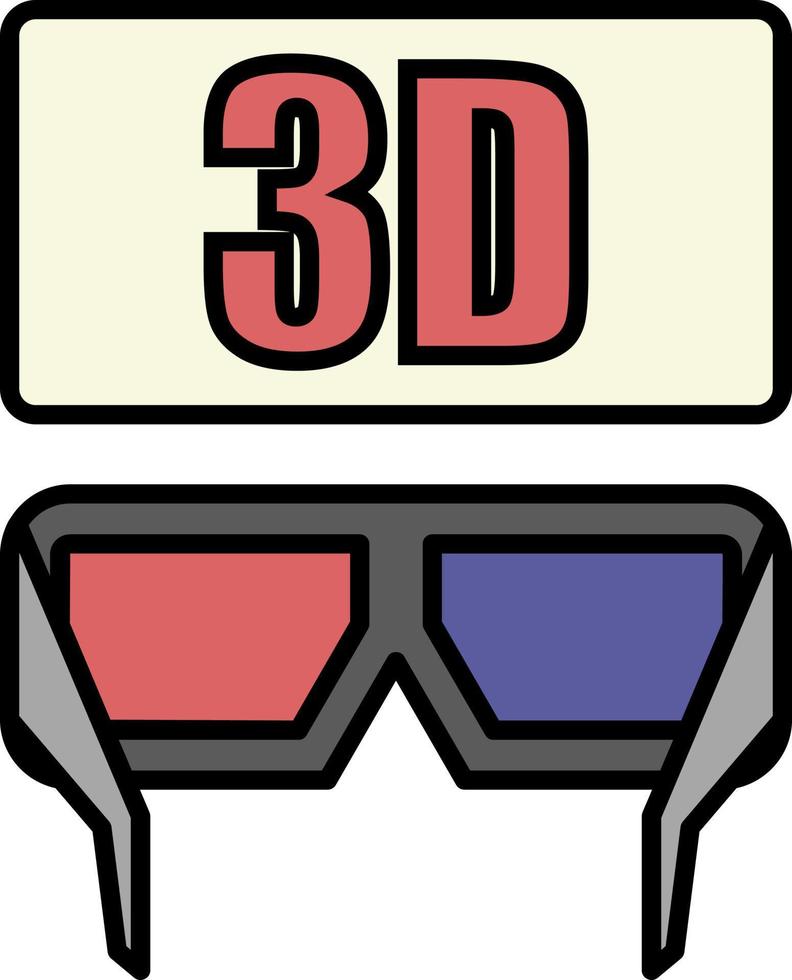 3d glasögon, bio Färg ikon vektor