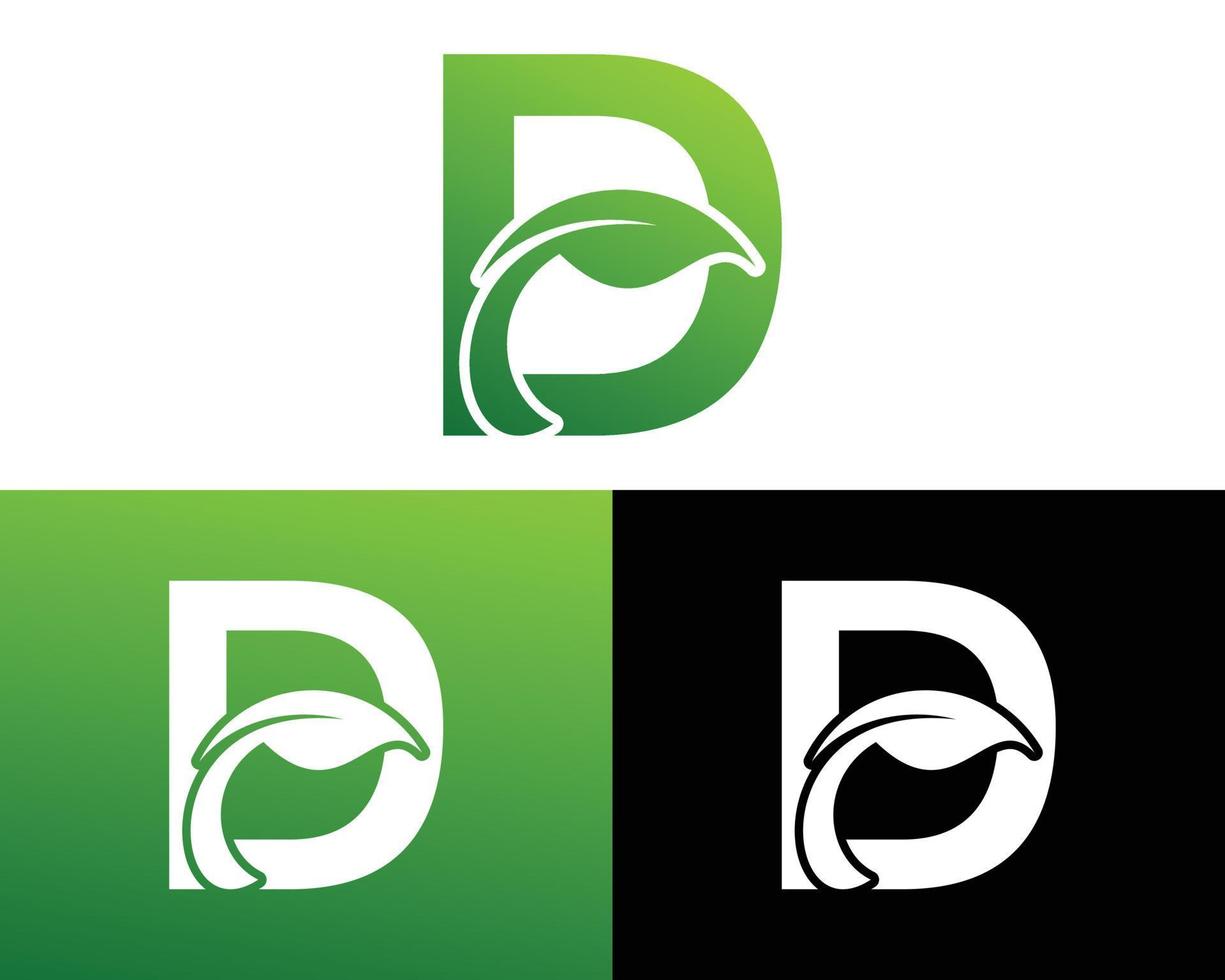 abstrakt brev d grön blad logotyp vektor
