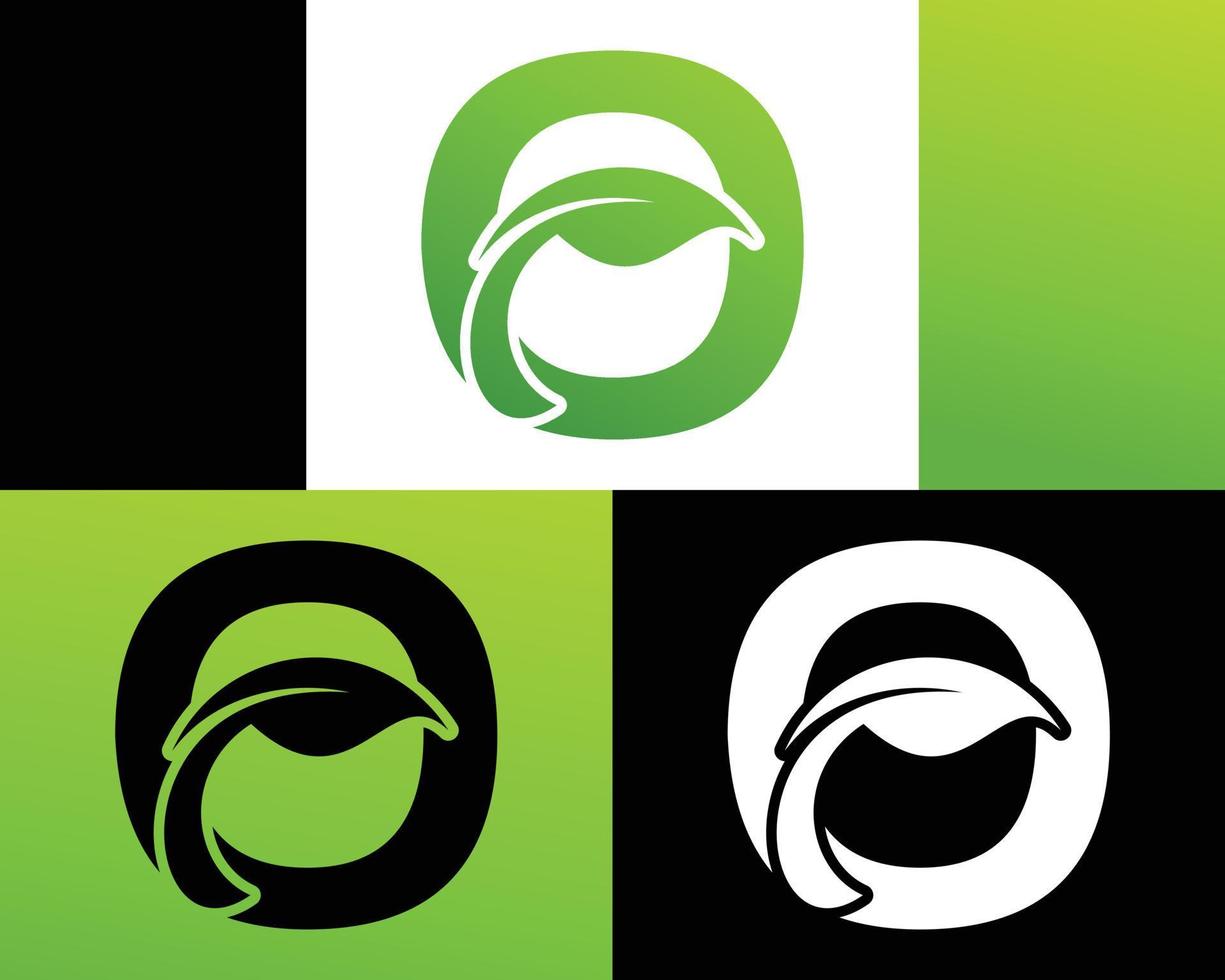 abstrakt brev o grön blad logotyp vektor