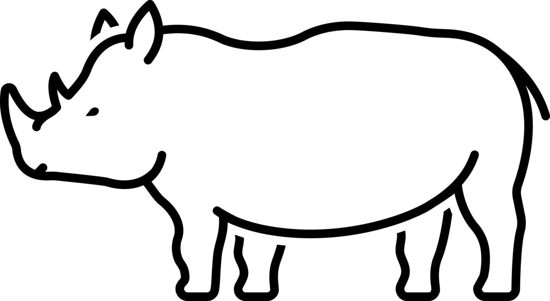 linje ikon för noshörning saurus vektor