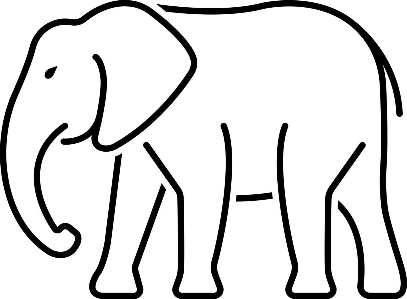 linje ikon för elefant vektor