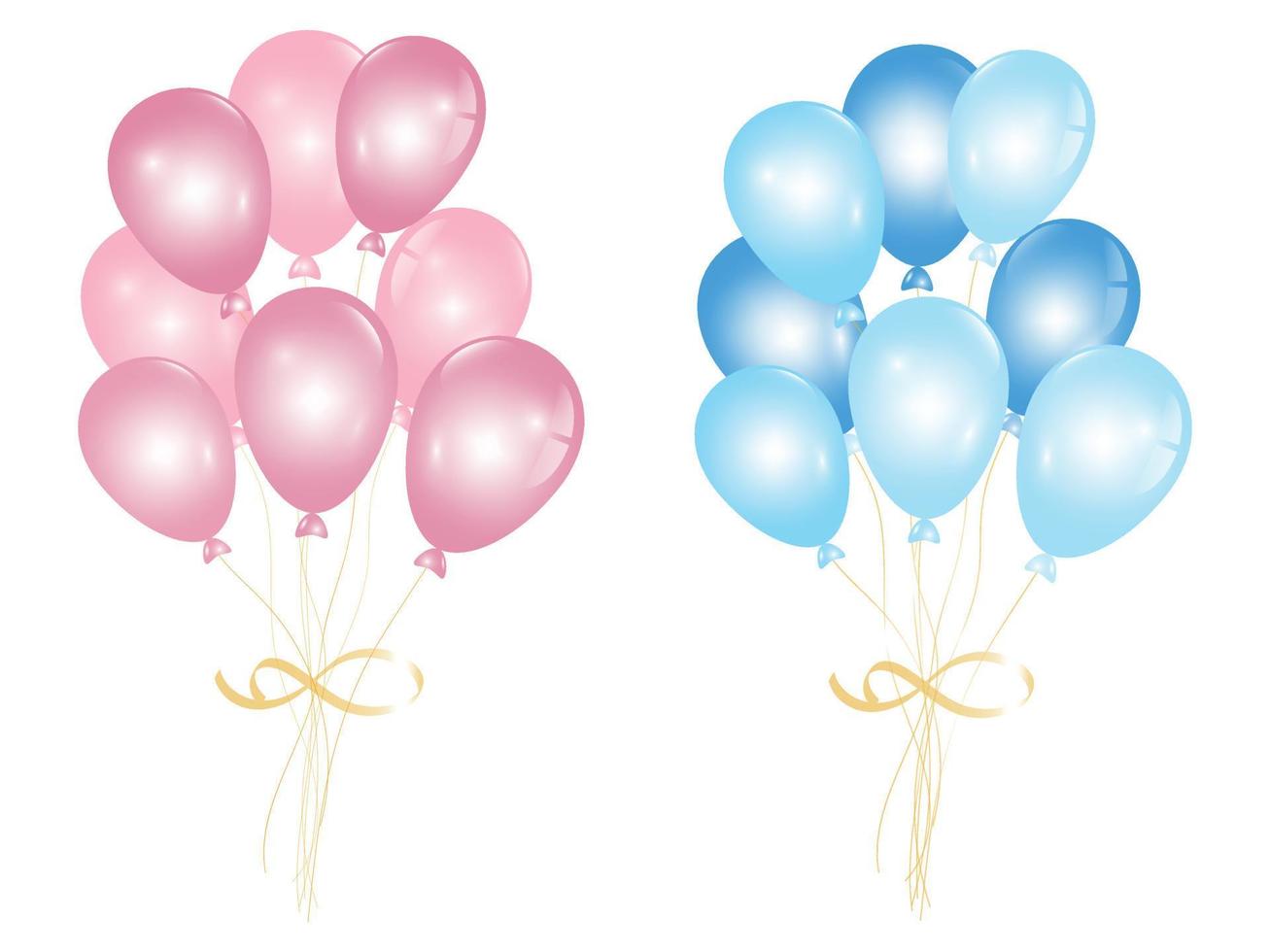 rosa und blaue Gelballons für Gender-Partys. Vektor-Illustration vektor